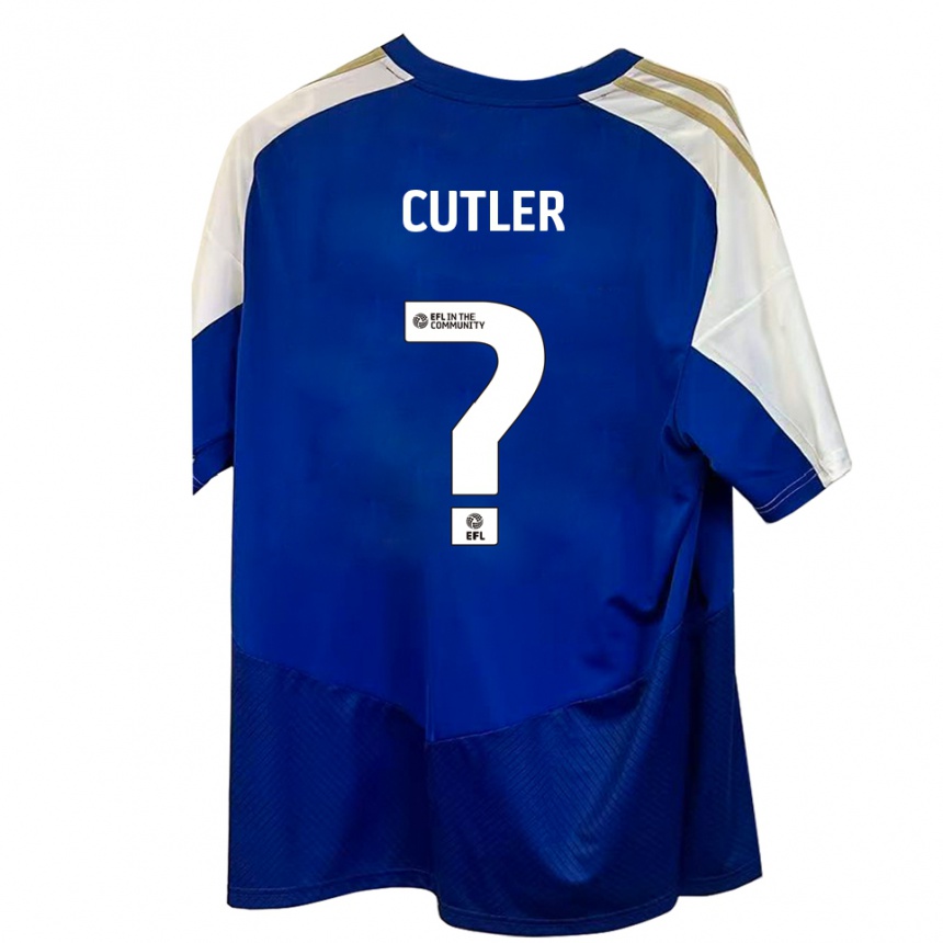 גברים כדורגל Theo Cutler #0 כחול לבן זהב הרחק ג'רזי 2025/26