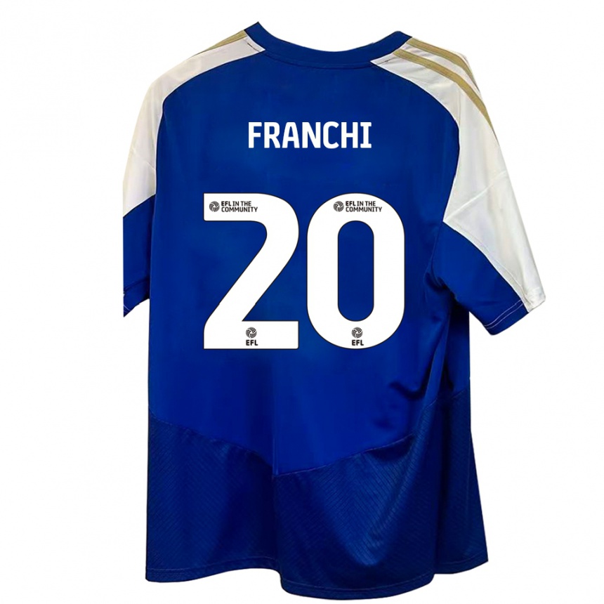 גברים כדורגל Matilda Franchi #20 כחול לבן זהב הרחק ג'רזי 2025/26