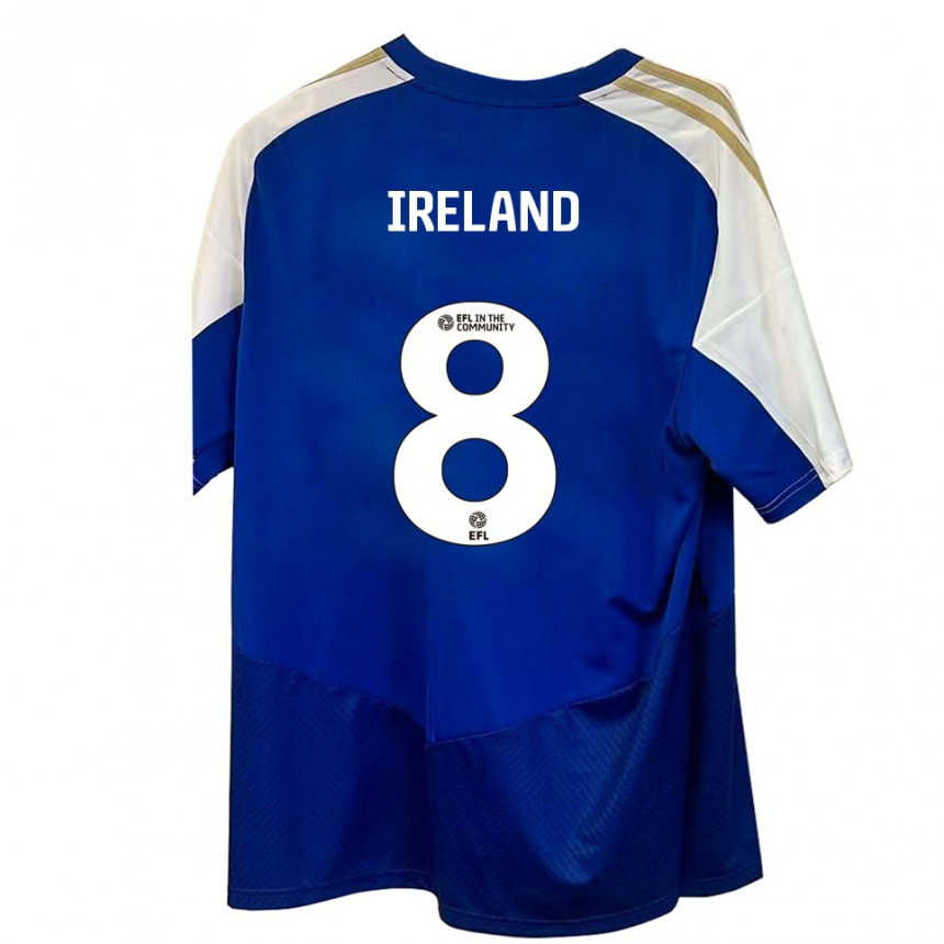 גברים כדורגל Beth Ireland #8 כחול לבן זהב הרחק ג'רזי 2025/26