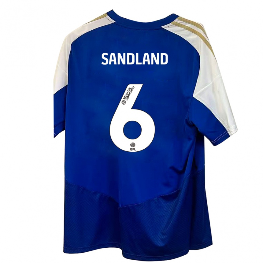 גברים כדורגל ג׳ס סנדלנד #6 כחול לבן זהב הרחק ג'רזי 2025/26