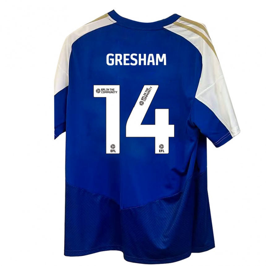 גברים כדורגל Georgie-Marie Barbour-Gresham #14 כחול לבן זהב הרחק ג'רזי 2025/26