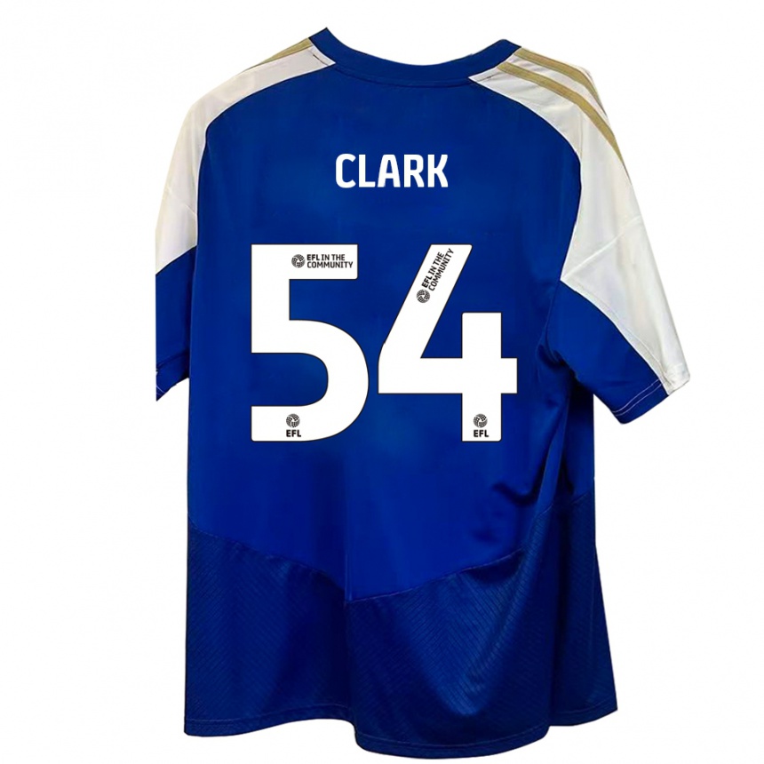 גברים כדורגל Max Clark #54 כחול לבן זהב הרחק ג'רזי 2025/26