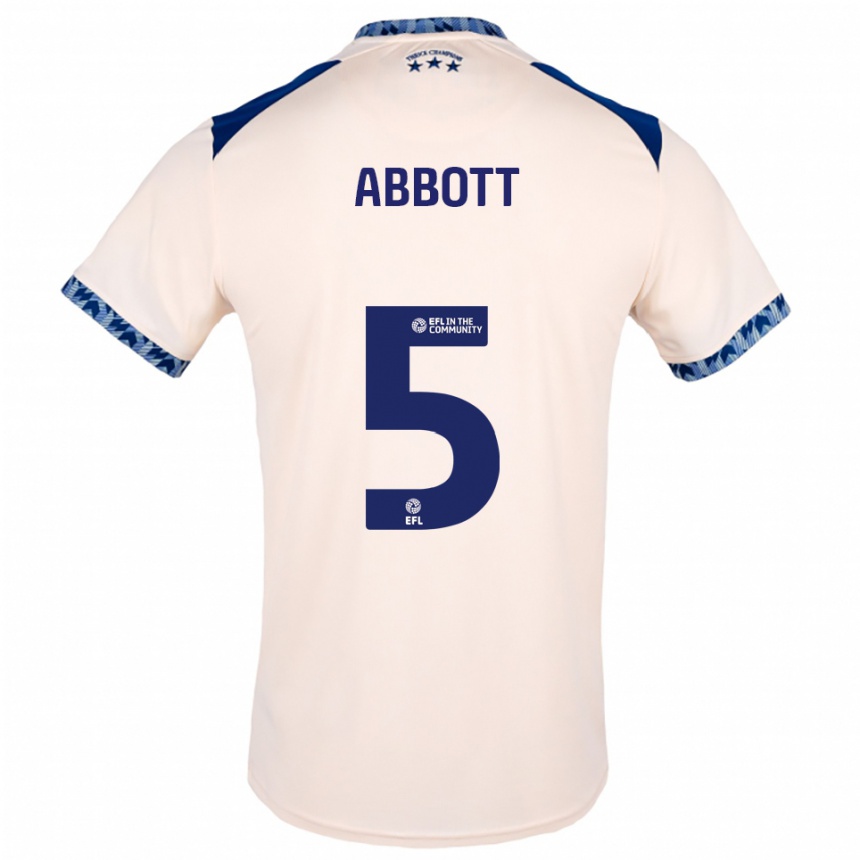 גברים כדורגל Vicky Abbott #5 לבן שמנת כחול נייבי הרחק ג'רזי 2025/26