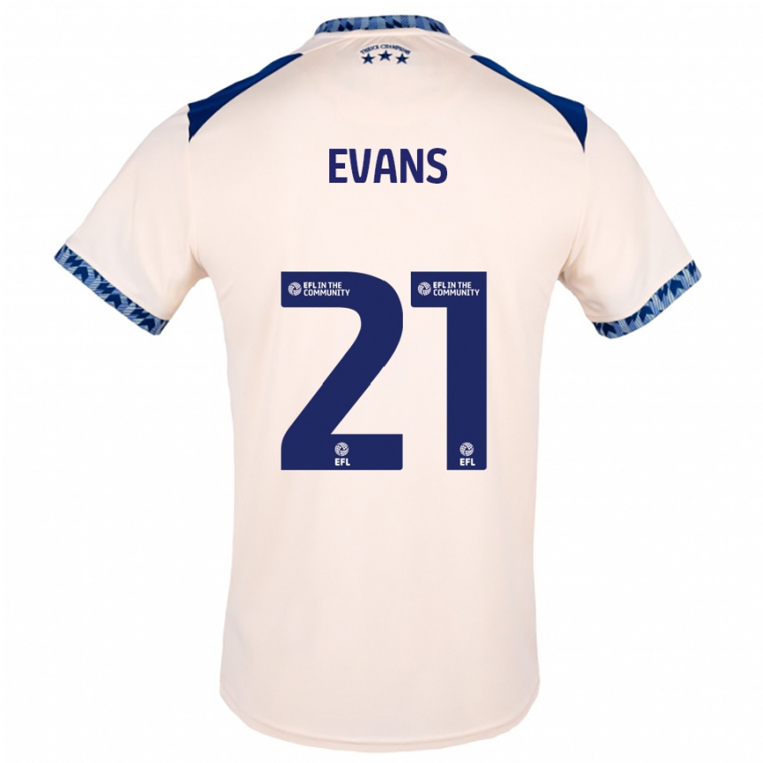 גברים כדורגל אנטוני אוונס #21 לבן שמנת כחול נייבי הרחק ג'רזי 2025/26