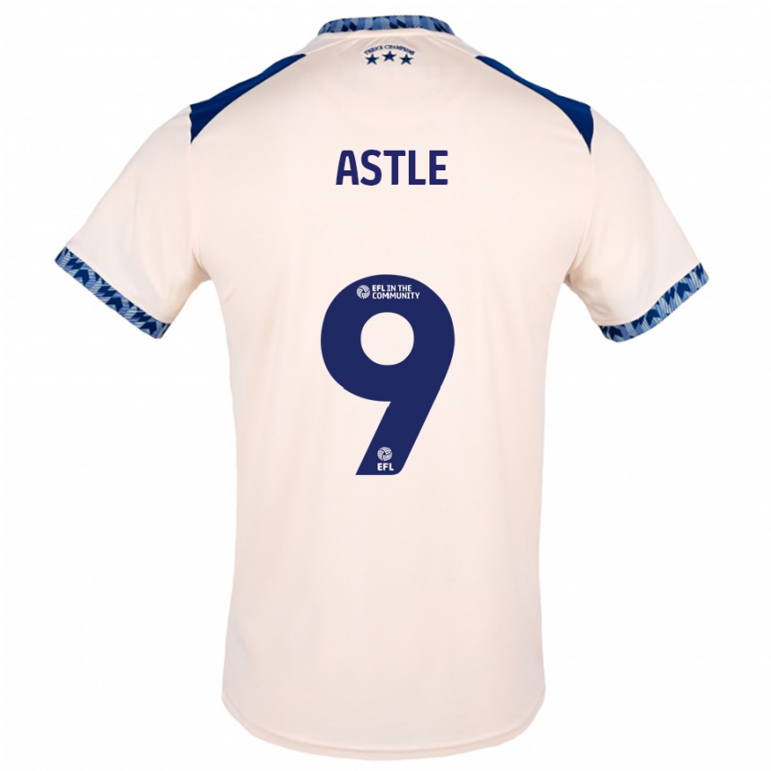 גברים כדורגל Katie Astle #9 לבן שמנת כחול נייבי הרחק ג'רזי 2025/26