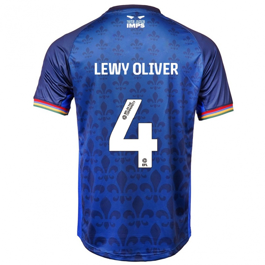 גברים כדורגל Lewy Oliver #4 כחול נייבי הרחק ג'רזי 2025/26