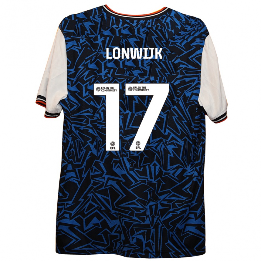 גברים כדורגל Nigel Lonwijk #17 כחול שחור לבן הרחק ג'רזי 2025/26