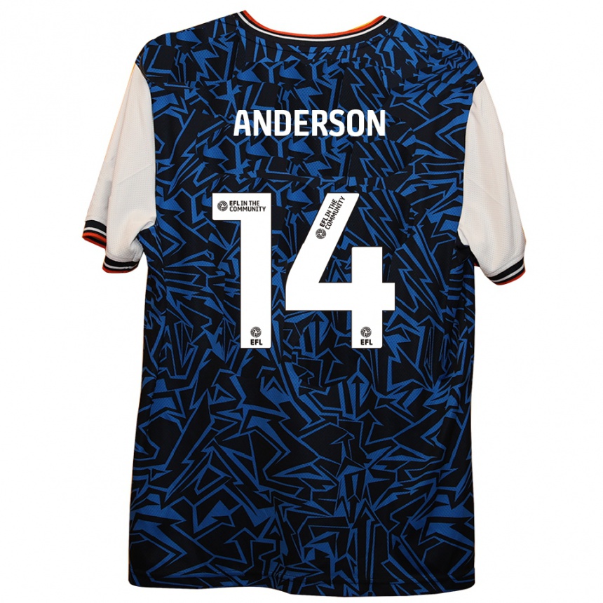 גברים כדורגל Sam Anderson #14 כחול שחור לבן הרחק ג'רזי 2025/26