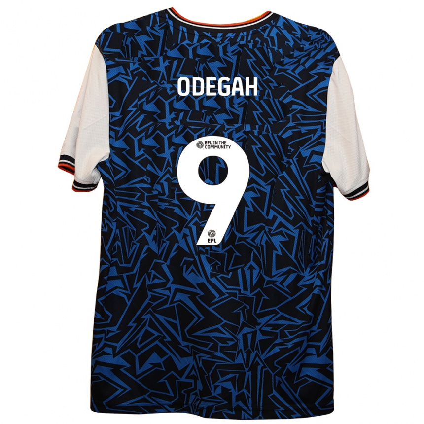גברים כדורגל Jamie Odegah #9 כחול שחור לבן הרחק ג'רזי 2025/26