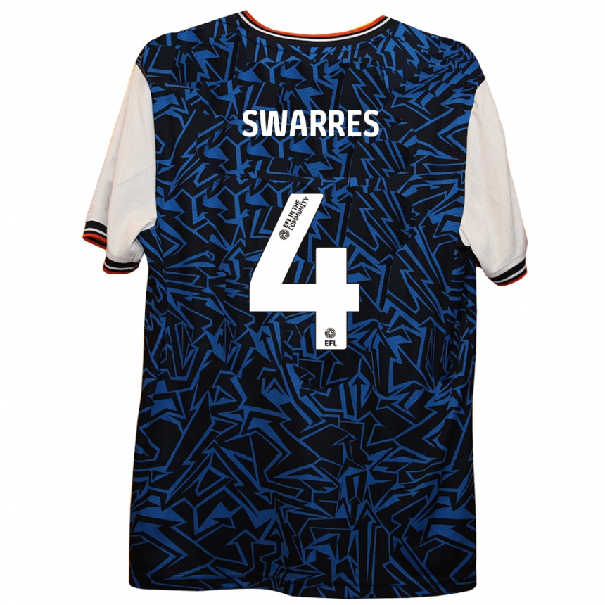 גברים כדורגל Shianne Swarres #4 כחול שחור לבן הרחק ג'רזי 2025/26