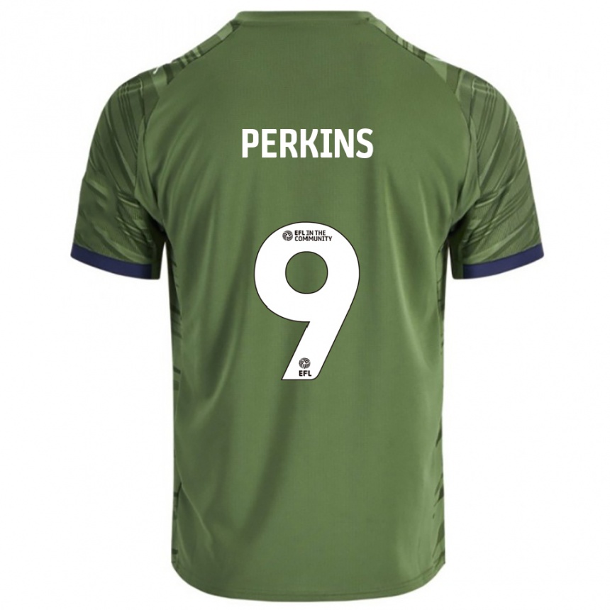 גברים כדורגל Kier Perkins #9 ירוק לבן הרחק ג'רזי 2025/26
