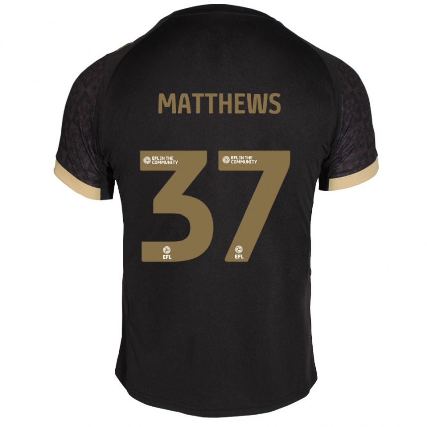 גברים כדורגל ג'ק מתיוס #37 שחור זהב הרחק ג'רזי 2025/26