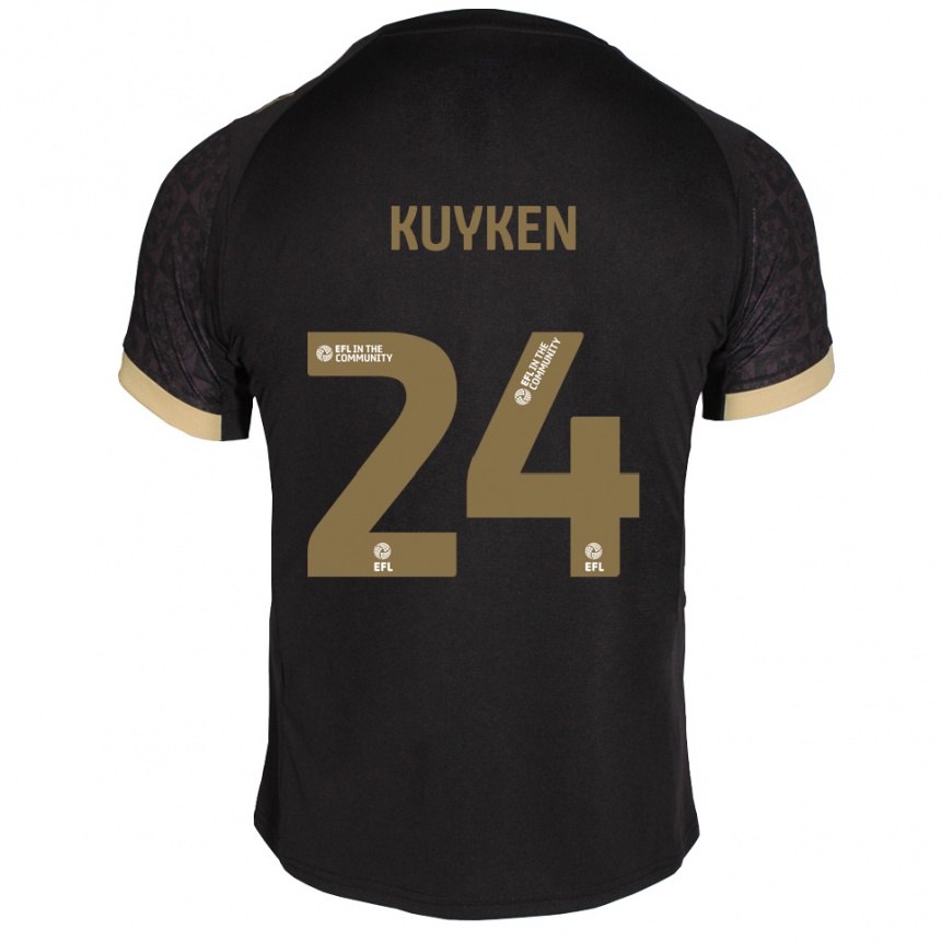 גברים כדורגל אווה קאיקן #24 שחור זהב הרחק ג'רזי 2025/26