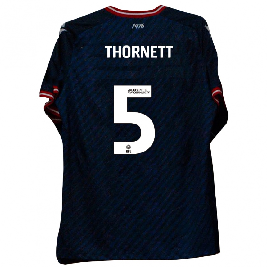 גברים כדורגל Alfie Thornett #5 כחול נייבי אדום הרחק ג'רזי 2025/26