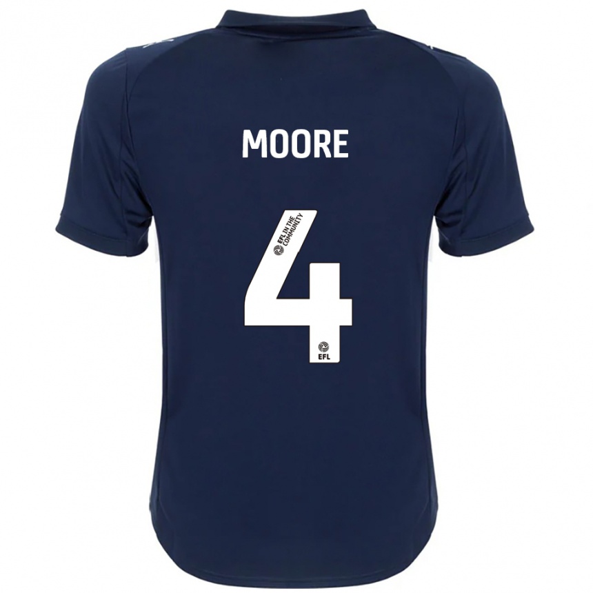 גברים כדורגל Abbie Moore #4 כחול נייבי לבן הרחק ג'רזי 2025/26