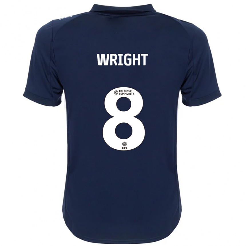 גברים כדורגל קאלום רייט #8 כחול נייבי לבן הרחק ג'רזי 2025/26