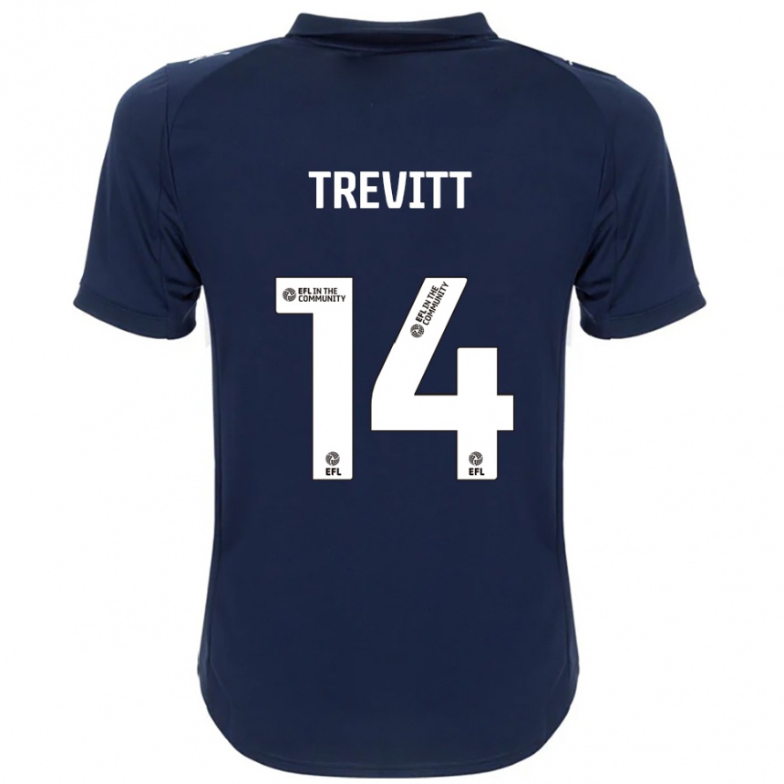 גברים כדורגל ראיין טרוויט #14 כחול נייבי לבן הרחק ג'רזי 2025/26
