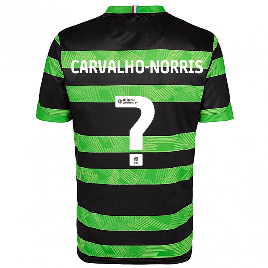 גברים כדורגל Tom Carvalho-Norris #0 שחור ירוק הרחק ג'רזי 2025/26