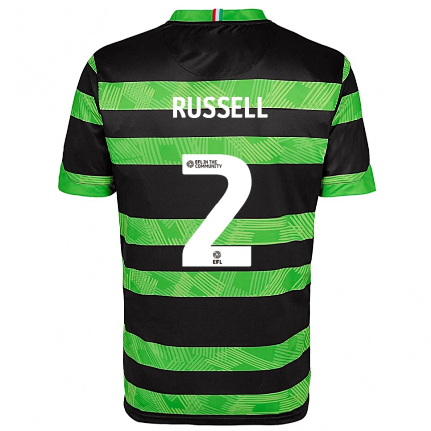 גברים כדורגל Rosie Russell #2 שחור ירוק הרחק ג'רזי 2025/26