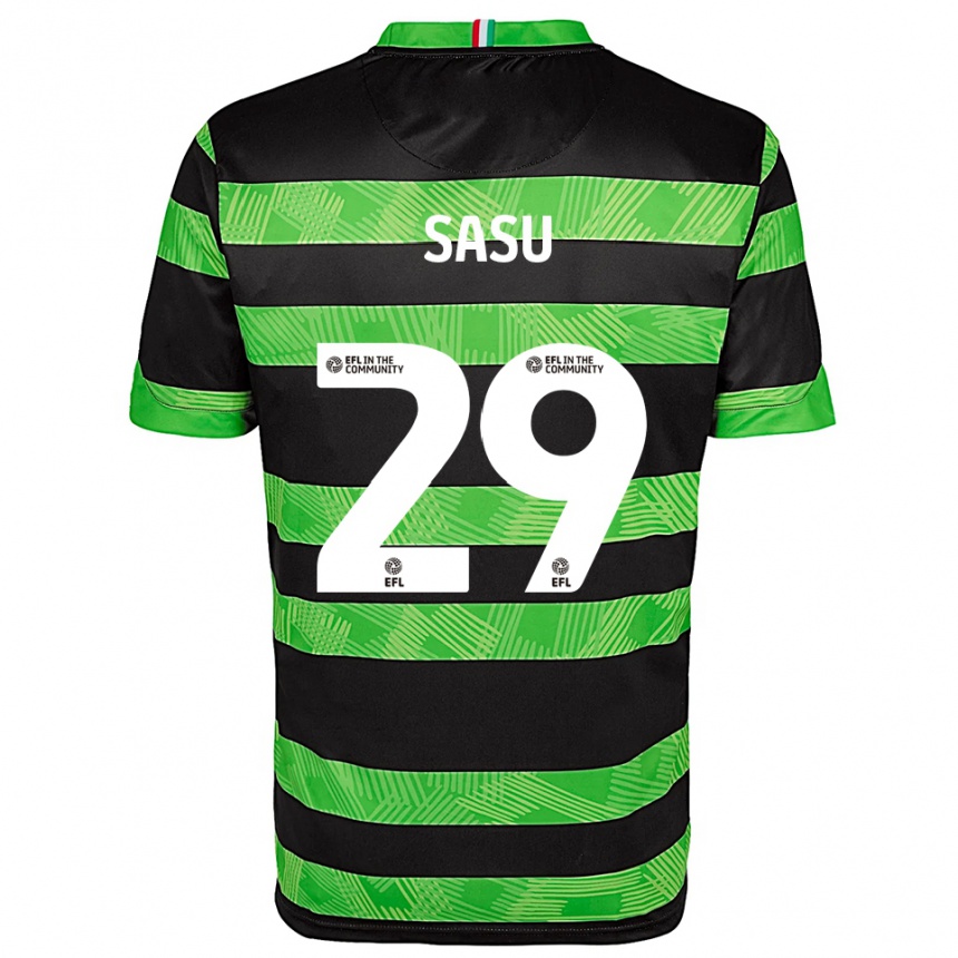 גברים כדורגל ארון סאסו #29 שחור ירוק הרחק ג'רזי 2025/26