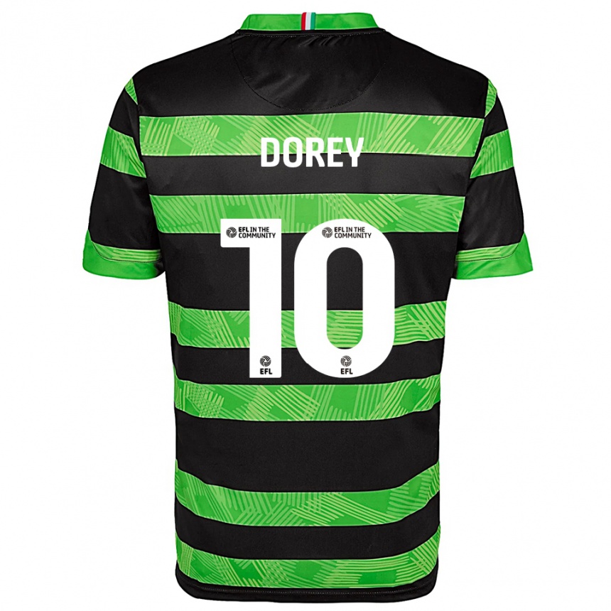 גברים כדורגל Ellie Dorey #10 שחור ירוק הרחק ג'רזי 2025/26