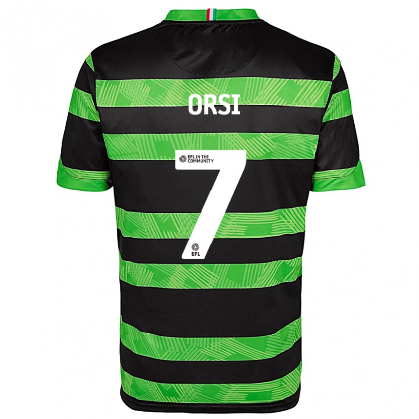 גברים כדורגל דנילו אורסי #7 שחור ירוק הרחק ג'רזי 2025/26