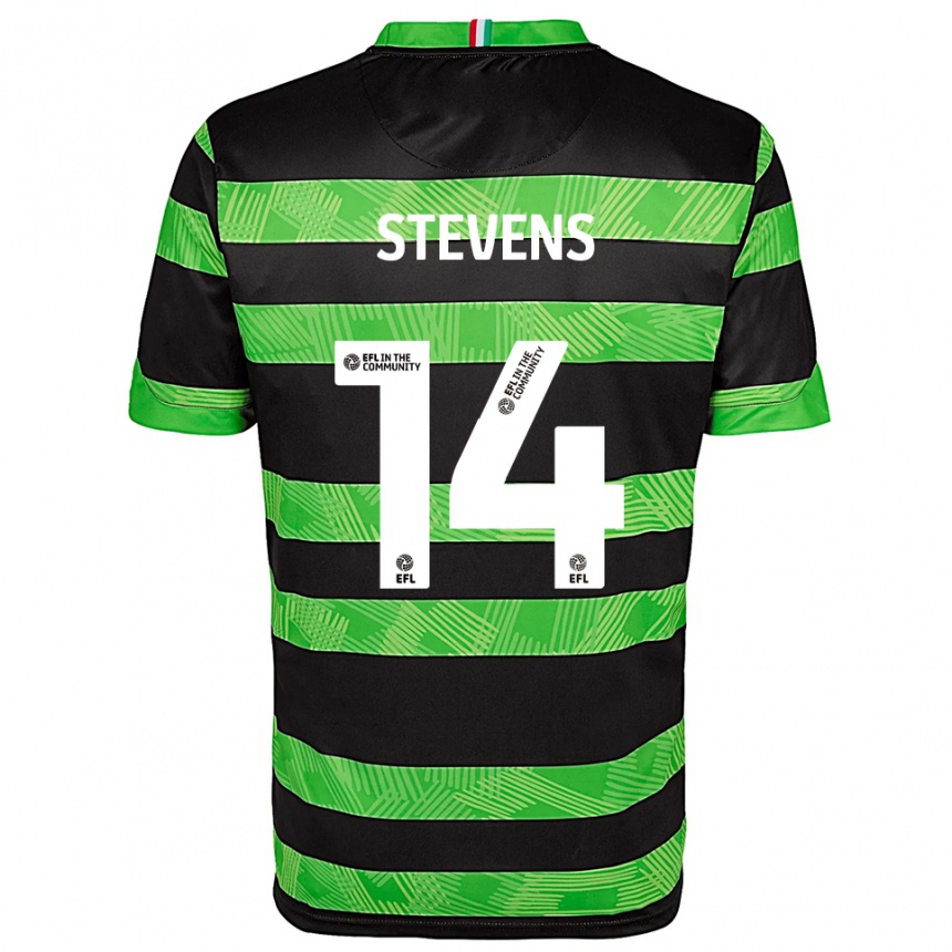 גברים כדורגל מת'יו סטיבנס #14 שחור ירוק הרחק ג'רזי 2025/26