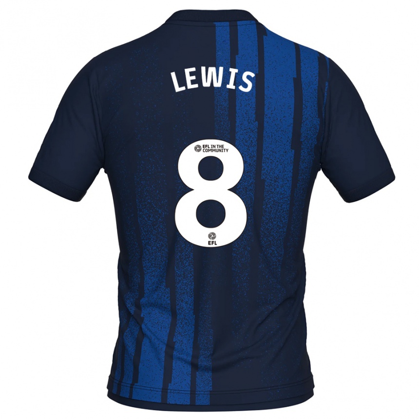 גברים כדורגל Aaron Lewis #8 כחול נייבי לבן הרחק ג'רזי 2025/26