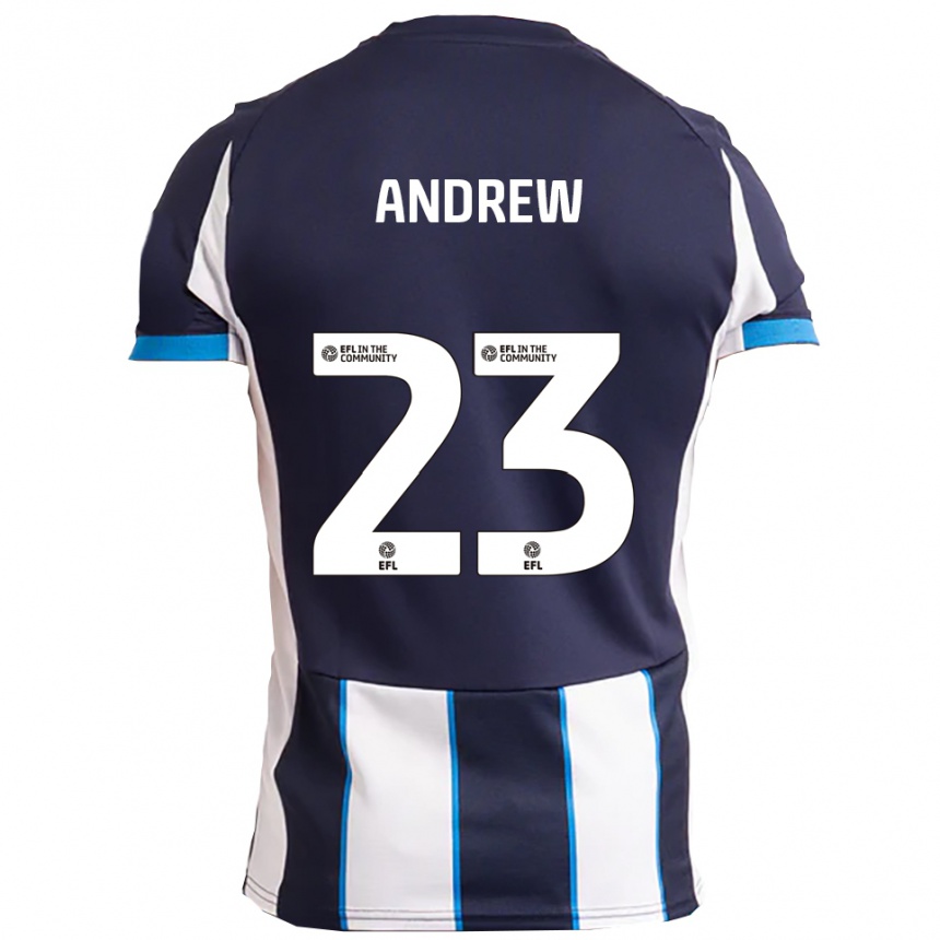 גברים כדורגל דני אנדרו #23 לבן כחול נייבי הרחק ג'רזי 2025/26