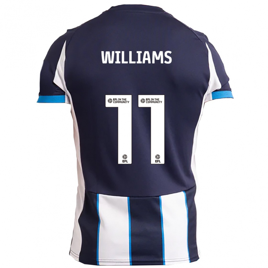 גברים כדורגל Lee Williams #11 לבן כחול נייבי הרחק ג'רזי 2025/26