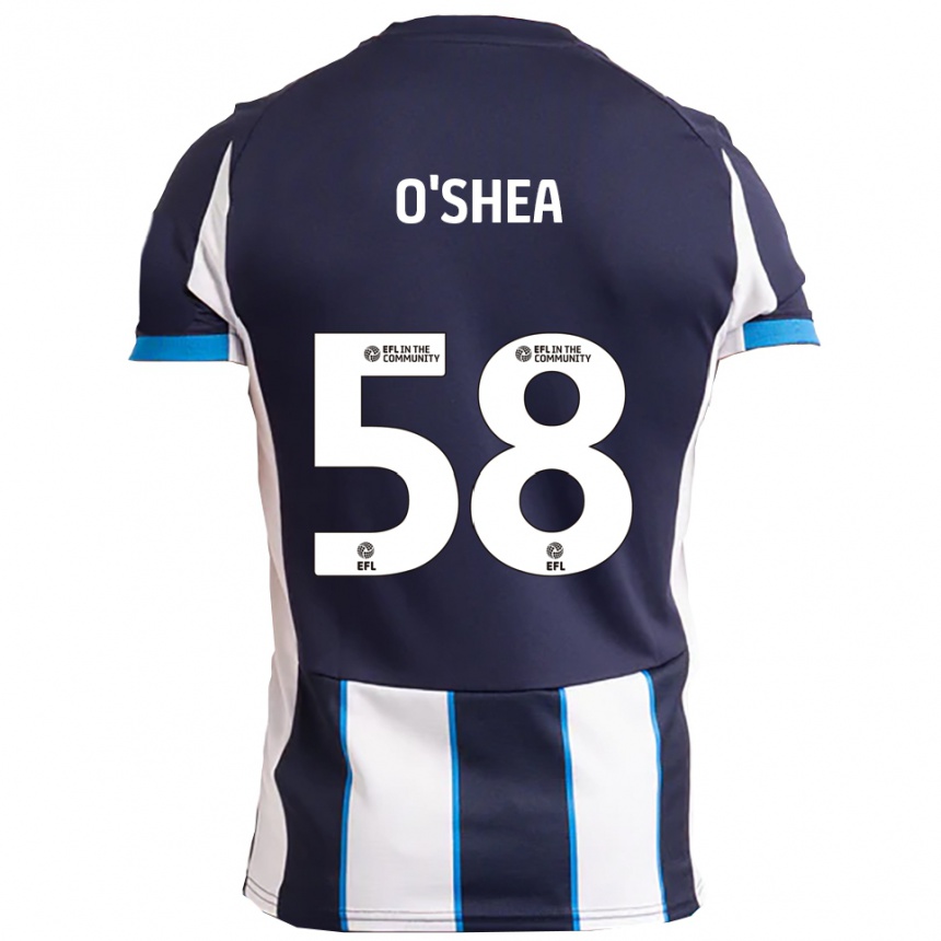 גברים כדורגל Cian O'shea #58 לבן כחול נייבי הרחק ג'רזי 2025/26