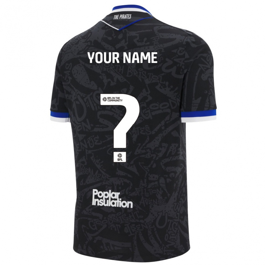 גברים כדורגל השם שלך #0 שחור לבן הרחק ג'רזי 2025/26