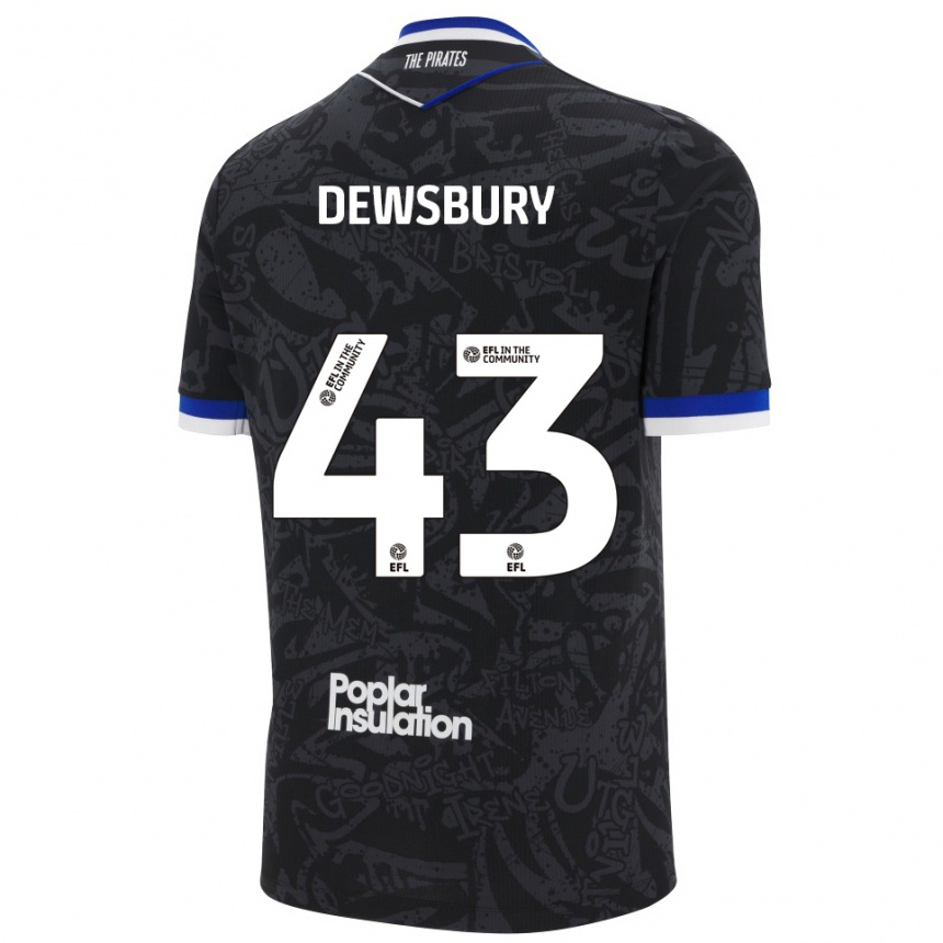 גברים כדורגל אולי דוסבורי #43 שחור לבן הרחק ג'רזי 2025/26