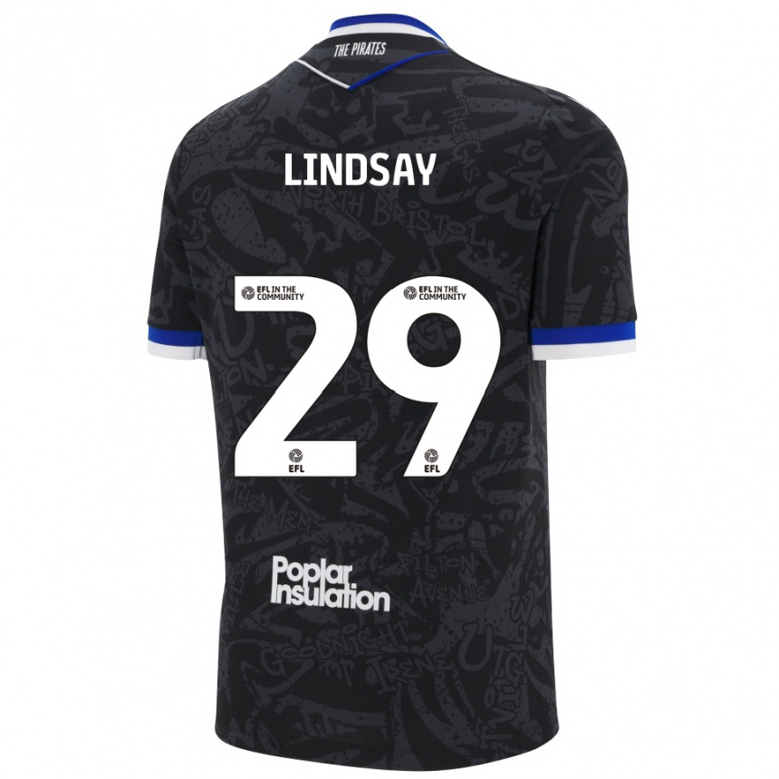 גברים כדורגל ג'יימי לינדזי #29 שחור לבן הרחק ג'רזי 2025/26
