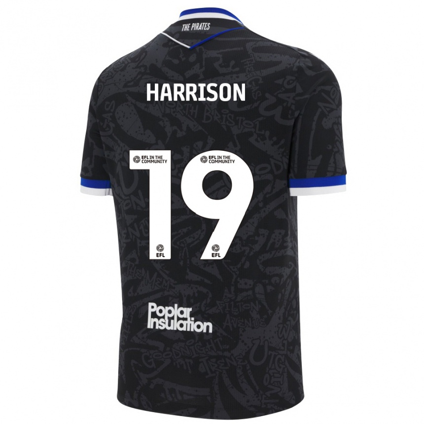 גברים כדורגל אליס הריסון #19 שחור לבן הרחק ג'רזי 2025/26