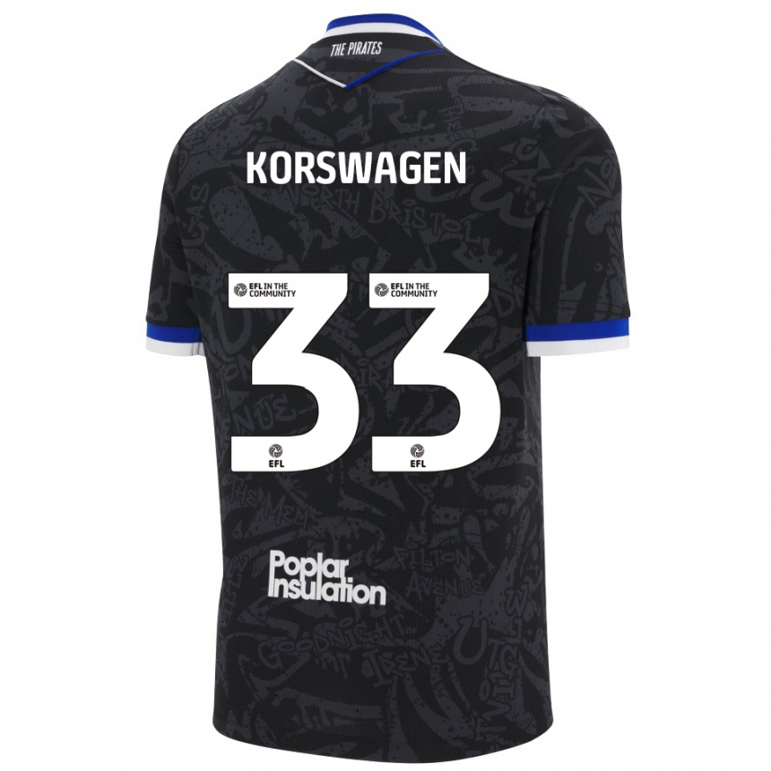 גברים כדורגל Mattijis Korswagen #33 שחור לבן הרחק ג'רזי 2025/26