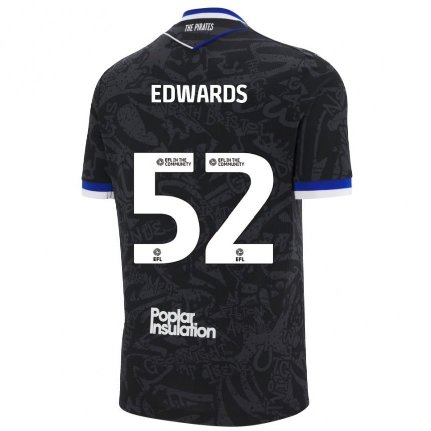 גברים כדורגל Max Edwards #52 שחור לבן הרחק ג'רזי 2025/26