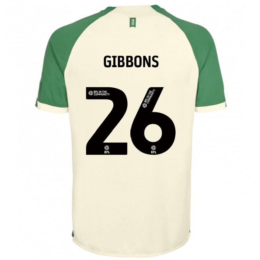 גברים כדורגל ג'יימס גיבונס #26 לבן שמנת ירוק הרחק ג'רזי 2025/26
