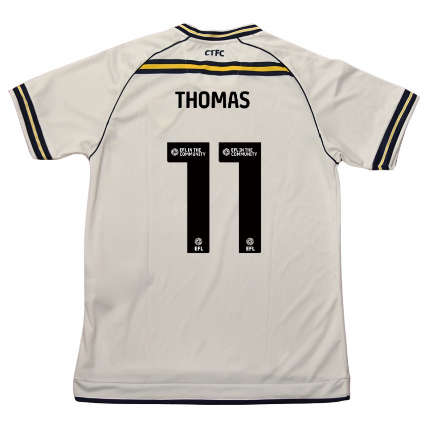 גברים כדורגל Jordan Thomas #11 לבן כחול נייבי הרחק ג'רזי 2025/26