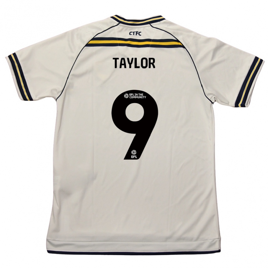 גברים כדורגל מאט טיילור #9 לבן כחול נייבי הרחק ג'רזי 2025/26