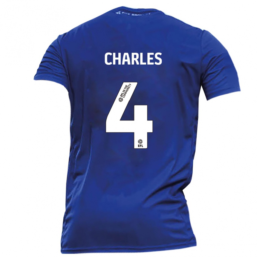 גברים כדורגל Ashley Charles #4 כחול לבן הרחק ג'רזי 2025/26