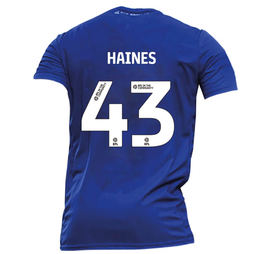 גברים כדורגל Harry Haines #43 כחול לבן הרחק ג'רזי 2025/26