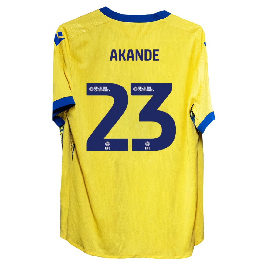 גברים כדורגל Adrian Akande #23 צהוב כחול הרחק ג'רזי 2025/26 גברים כדורגל Adrian Akande #23 צהוב כחול הרחק ג'רזי 2025/26