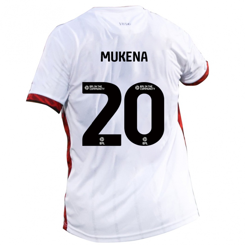 גברים כדורגל Joy Mukena #20 לבן אדום שחור הרחק ג'רזי 2025/26