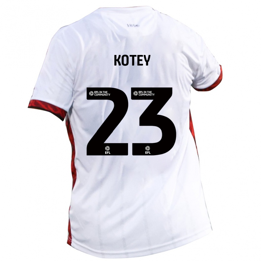 גברים כדורגל Fate Kotey #23 לבן אדום שחור הרחק ג'רזי 2025/26