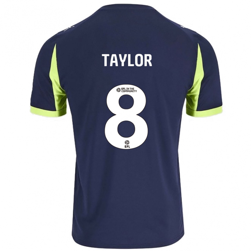 גברים כדורגל Owen Taylor #8 כחול נייבי ירוק זוהר הרחק ג'רזי 2025/26