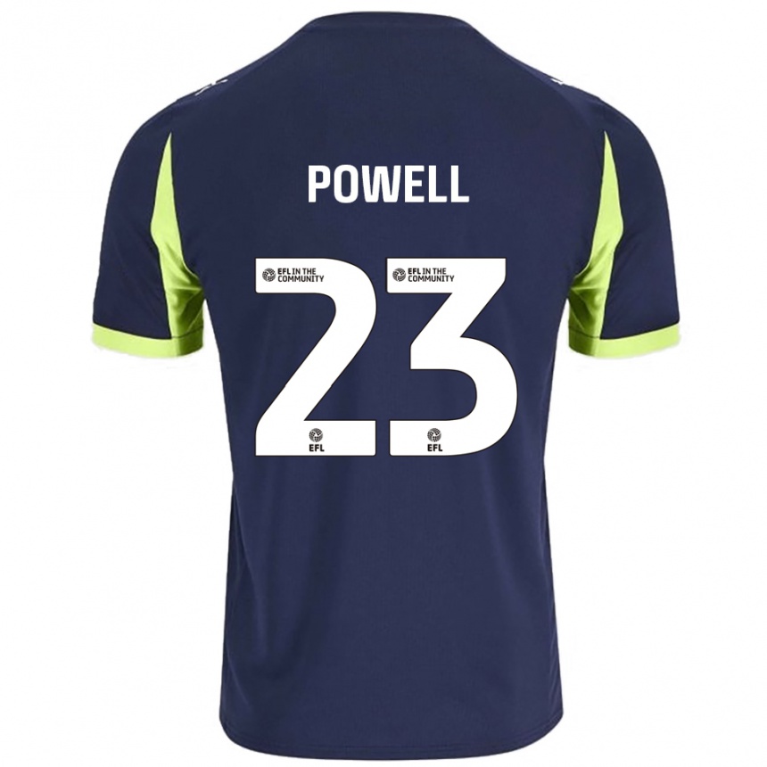 גברים כדורגל Jack Powell #23 כחול נייבי ירוק זוהר הרחק ג'רזי 2025/26
