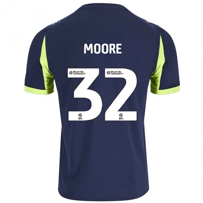 גברים כדורגל לוקה ג׳ק מור #32 כחול נייבי ירוק זוהר הרחק ג'רזי 2025/26