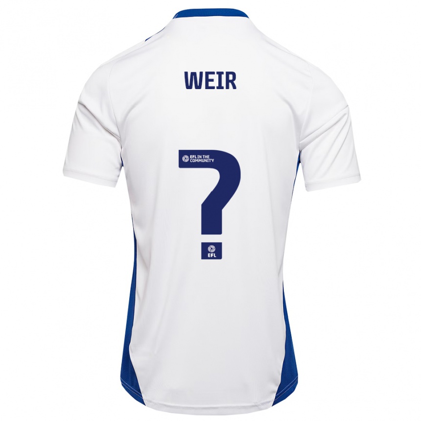 גברים כדורגל Taye Weir #0 לבן כחול הרחק ג'רזי 2025/26