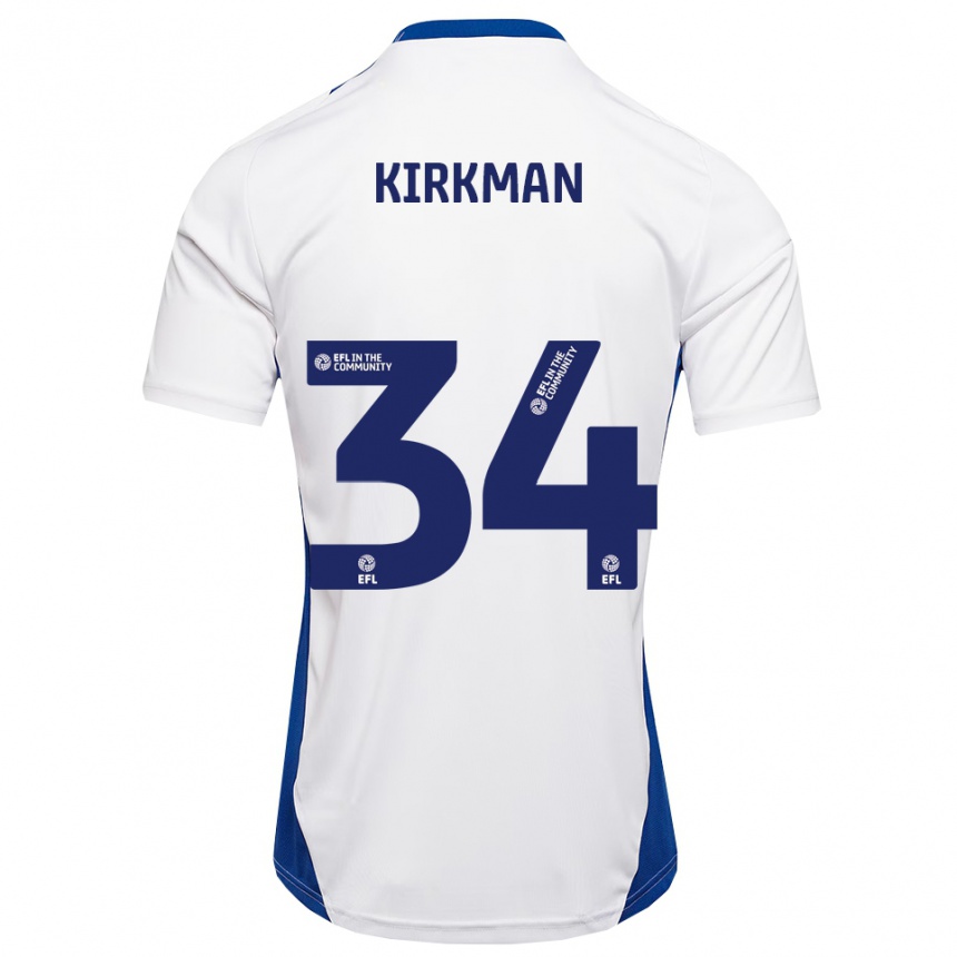 גברים כדורגל בילי קירקמן #34 לבן כחול הרחק ג'רזי 2025/26